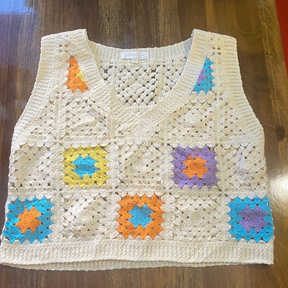 Rebellion Beige Crochet Knit Top
